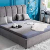 Design Bett MILANO 180x200cm grau Vogue Seiden Samtstoff