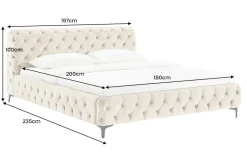 Design Bett MODERN BAROCK 180x200cm champagner Samt Chesterfield Doppelbett