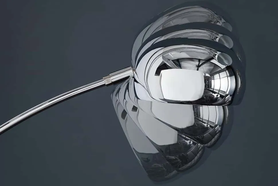 Design Bogenlampe FIVE LIGHTS 205cm chrom Stehlampe mit schwarzem Marmorfuß