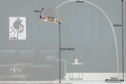 Design Bogenlampe FORMA 215cm schwarz gold Stehlampe mit Marmorfuß