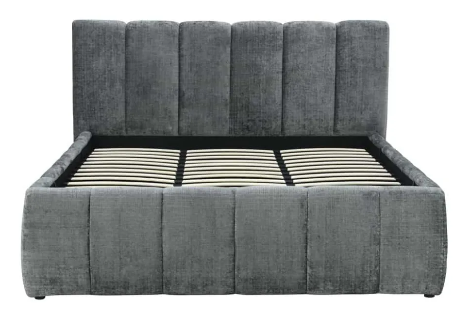 Design Boxbett ADLON 180x200cm grau Chenille mit Stauraum und Lattenrost