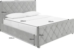 Design Boxbett ELYSIUM 180x200cm dunkelgrau Samt mit Stauraum und Lattenrost
