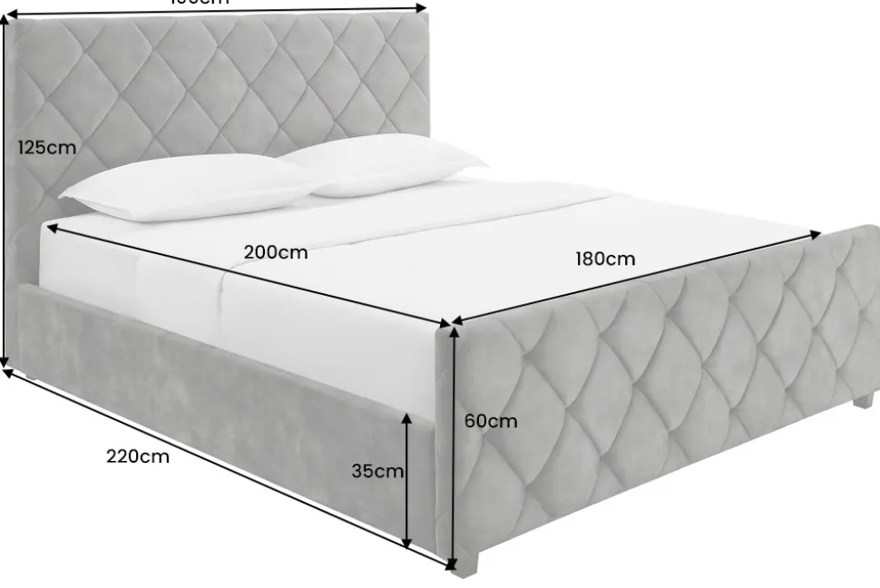 Design Boxbett ELYSIUM 180x200cm dunkelgrau Samt mit Stauraum und Lattenrost