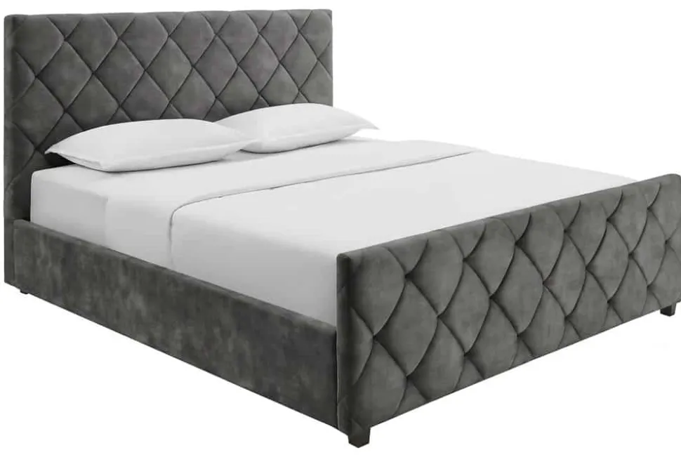 Design Boxbett ELYSIUM 180x200cm dunkelgrau Samt mit Stauraum und Lattenrost