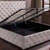 Design Boxbett PARIS 180x200cm champagner beige Samt mit Stauraum und Lattenrost