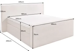 Design Boxspringbett SIGNUM 180x200cm beige Cord inkl. Topper Matratze und Stauraum