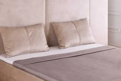 Design Boxspringbett SUITE HOTELBETT 180x200cm beige Samt inkl. Stauraum Topper