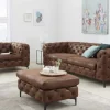 Design Chesterfield Sessel MODERN BAROCK 120cm antik braun Microfaser mit Federkern