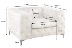 Design Chesterfield Sessel MODERN BAROCK 120cm champagner beige Samt Federkern