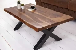 Design Couchtisch AMAZONAS 110cm braun Sheesham Massivholz Baumkante