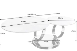 Design Couchtisch DANCING RINGS weiß rund drehbar Marmor Keramik Chrome Gestell