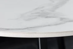Design Couchtisch MARVELOUS 70cm weiß Marmor Keramik schwarzes Metall