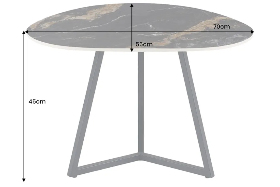 Design Couchtisch MARVELOUS 70cm schwarz gold sand AURORA ORO Keramik Metall