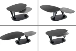 Design Couchtisch MOVEMENT schwarz grau rund drehbar Keramik Metallgestell