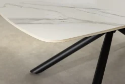 Design Couchtisch OSAKA 110cm weiß Keramik schwarz Sterngestell Metall