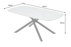 Design Couchtisch OSAKA 110cm weiß Keramik schwarz Sterngestell Metall