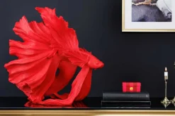 Design Deko Figur Kampffisch CROWNTAIL 65cm rot Betta Fisch Skulptur