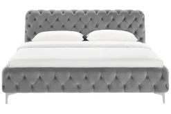 Design Doppelbett MODERN BAROCK 180x200cm grau Samt Chesterfield