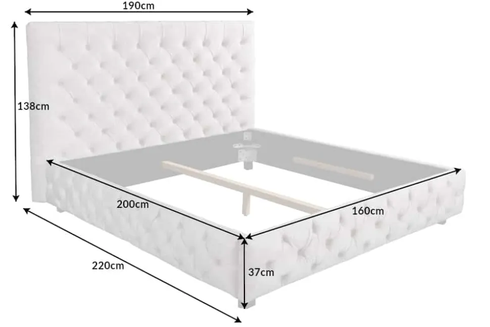 Design Doppelbett PARIS 160x200cm grau Samt Chesterfield Polsterbett