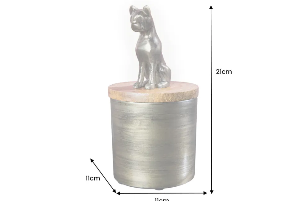 Design Dose PANTHER 20cm gold natur Mangoholz Panther-Figur Metall Dekoration