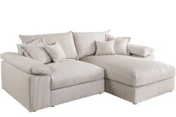 Design Ecksofa ATMOSPHERE XL 245cm champagner beige Cord Federkern inkl. Kissen