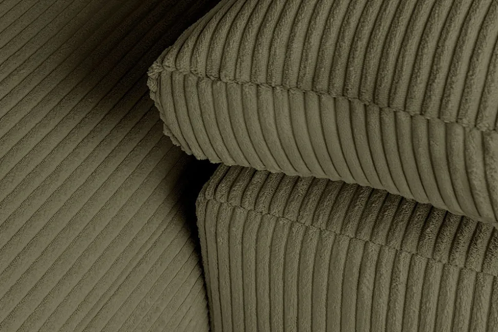 Design Ecksofa ATMOSPHERE XL 245cm grün Cord Federkern inkl. Kissen