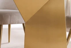 Design Esstisch EXTRAVAGANCIA 200cm weiß Marmor Metall brushed champagner gold
