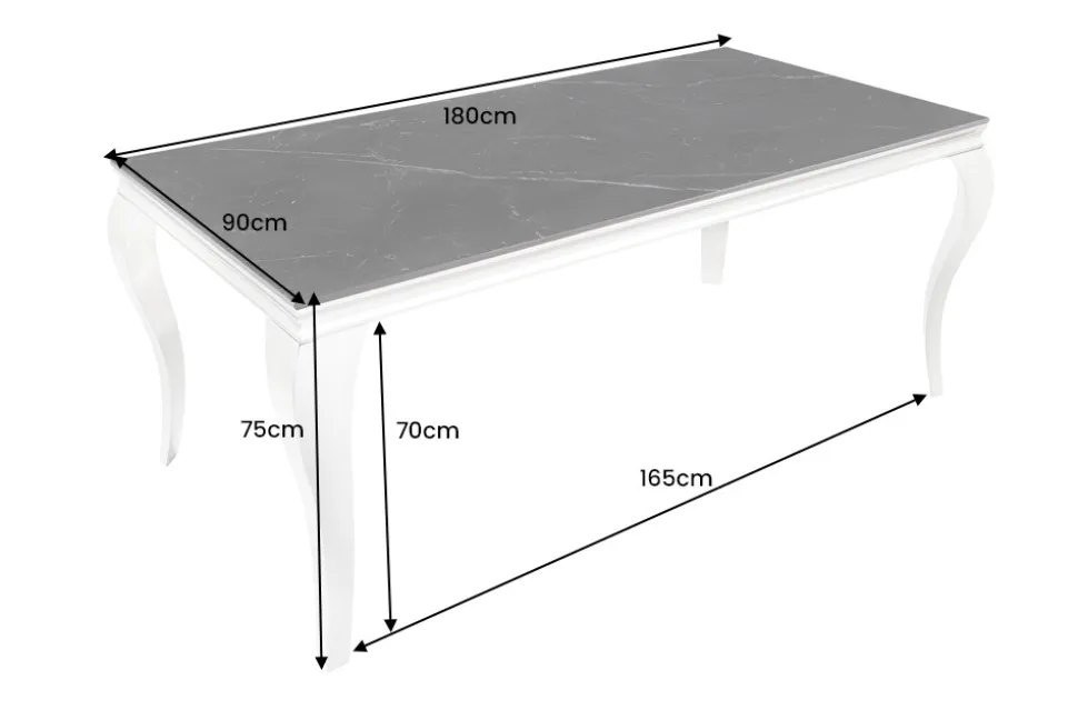 Design Esstisch MODERN BAROCK 180cm schwarz anthrazit chrom Keramik Marmor
