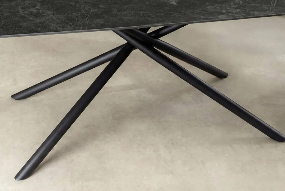 Design Esstisch OSAKA 200cm anthrazit Keramik schwarz Sterngestell Metall