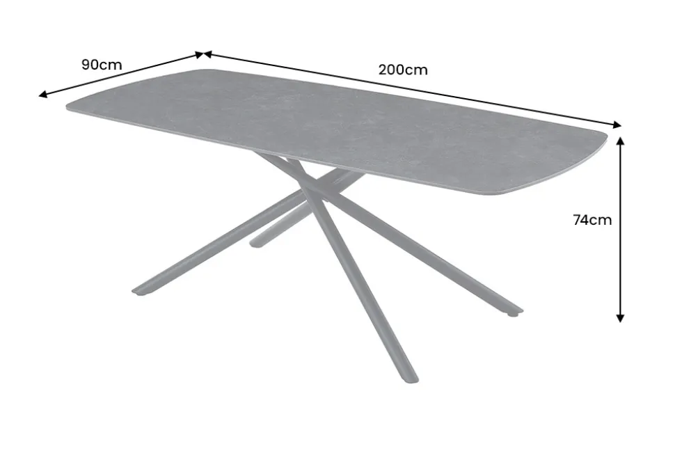 Design Esstisch OSAKA 200cm anthrazit Keramik schwarz Sterngestell Metall