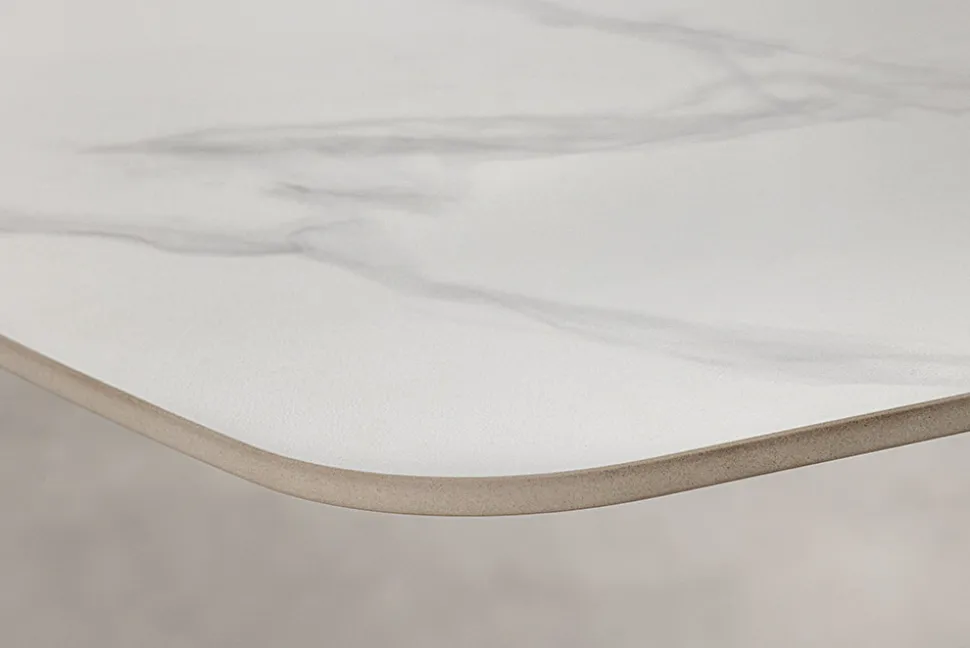 Design Esstisch OSAKA 160cm weiß Keramik schwarz Sterngestell Metall