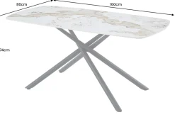 Design Esstisch OSAKA 160cm weiß schwarz Pandora Keramik Sterngestell Metall