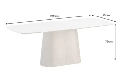Design Esstisch UNIQUE 200cm weiß Walnuss Keramik Marmor Säulenfuß