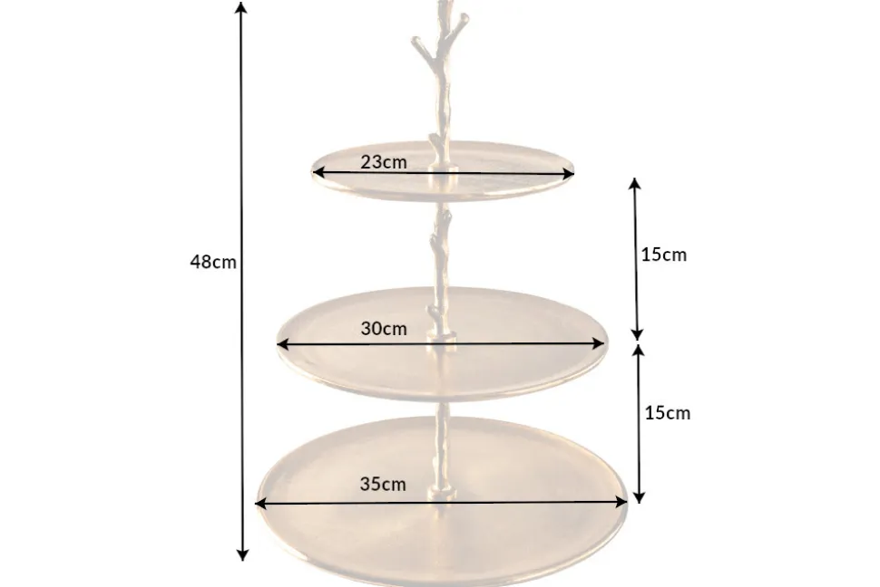 Design Etagere ABSTRACT 50cm gold Metall mit drei Etagen