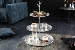 Design Etagere ABSTRACT 50cm silber mit drei Etagen