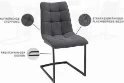Design Freischwinger Stuhl MIAMI dunkelgrau Metallgestell matt schwarz