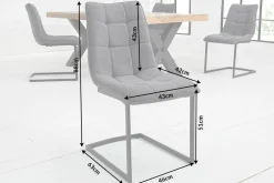 Design Freischwinger Stuhl MIAMI dunkelgrau Metallgestell matt schwarz
