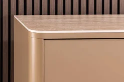 Design Highboard SAVOY 130cm grau beige greige Travertin Keramik Stauraum 3D-Front
