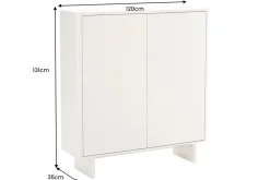 Design Highboard SAVOY 130cm kaschmir weiß Marmor Keramik mit Stauraum und 3D-Front