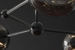 Design Hängelampe LIQUID DIAMOND 100cm smoke schwarz Glas fünf Schirme Kugelleuchte