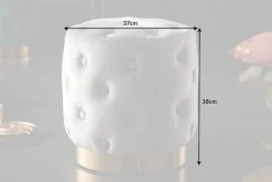 Design Hocker MODERN BAROCK 37cm edel-grau gold Samt Chesterfield