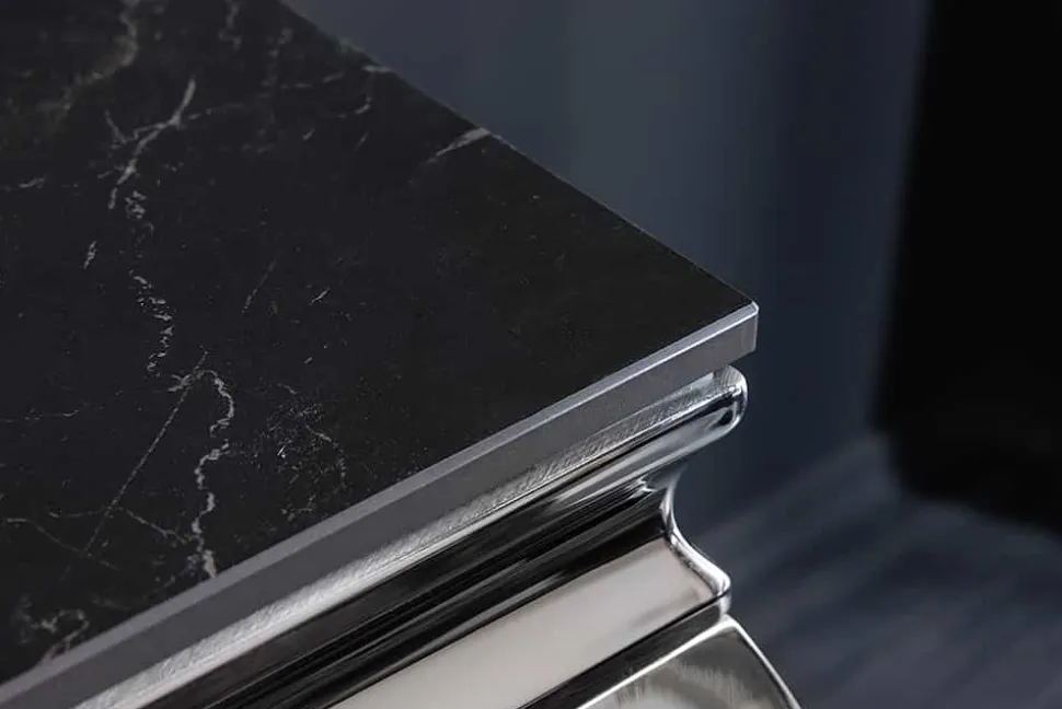 Design Konsolentisch MODERN BAROCK 140cm schwarz anthrazit chrom Keramik Marmor