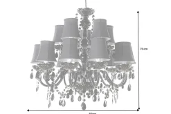 Design Kronleuchter BLACK CRYSTAL XL 80cm schwarz Acryl 15-armig Lüster mit Schirmen