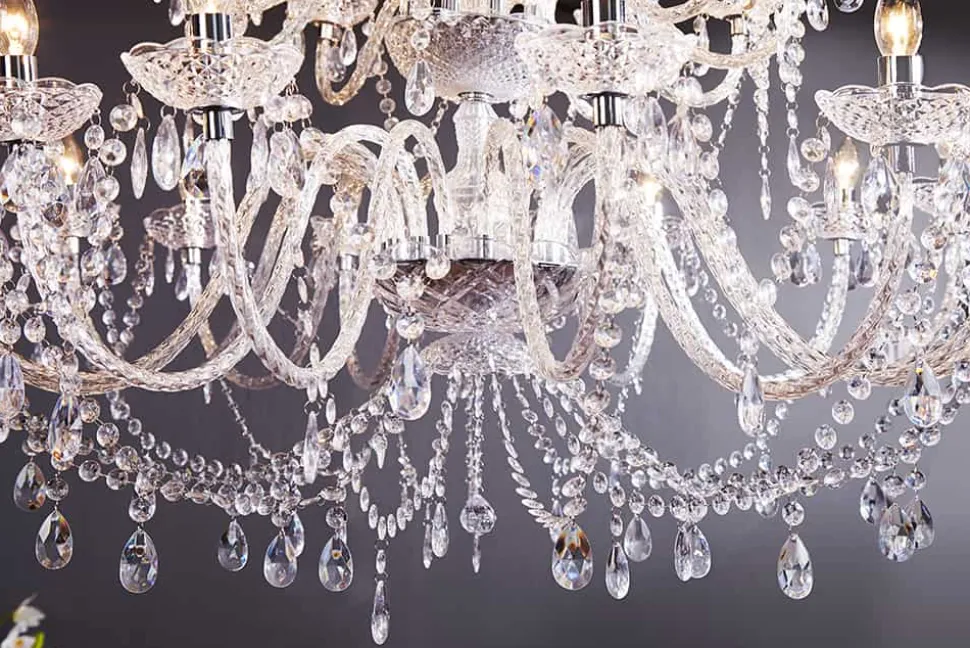 Design Kronleuchter CRYSTAL XXL 120cm klar Acryl 30-armig Kristall-Lampe