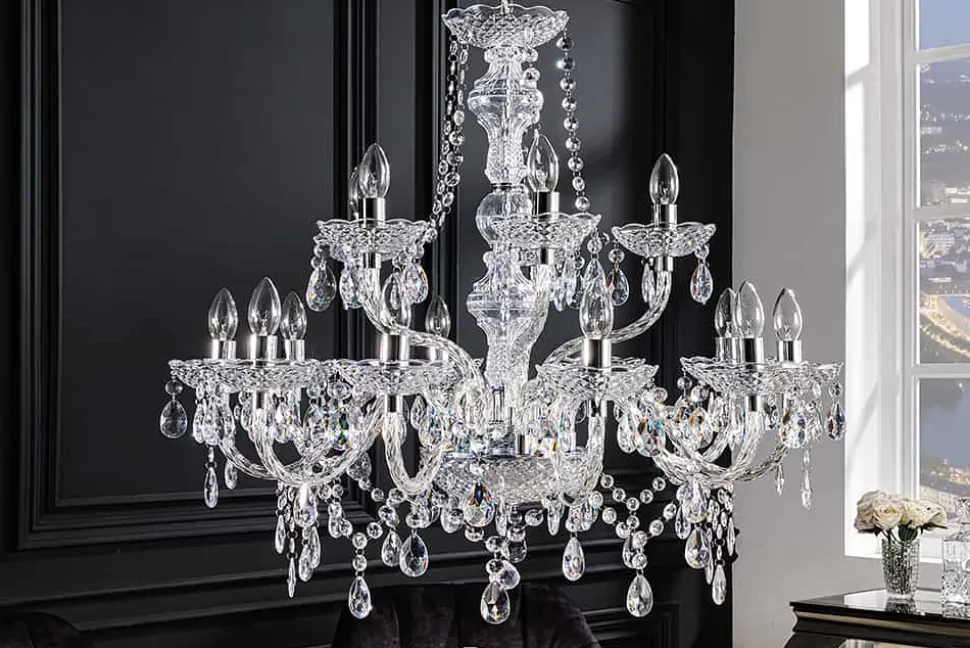Design Kronleuchter CRYSTAL XL 80cm klar Acryl 15-armig Lüster