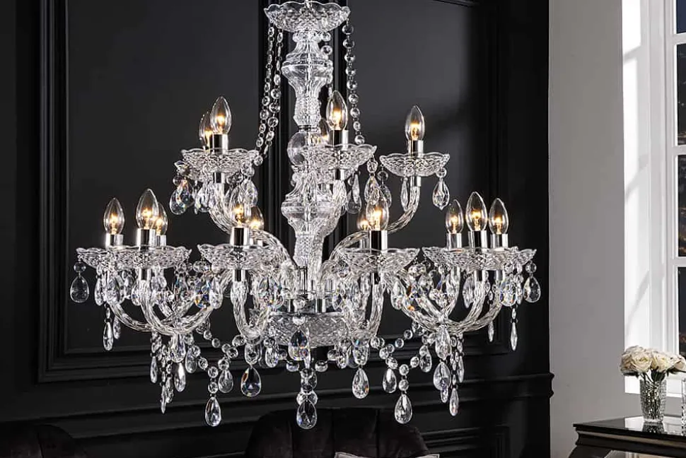 Design Kronleuchter CRYSTAL XL 80cm klar Acryl 15-armig Lüster