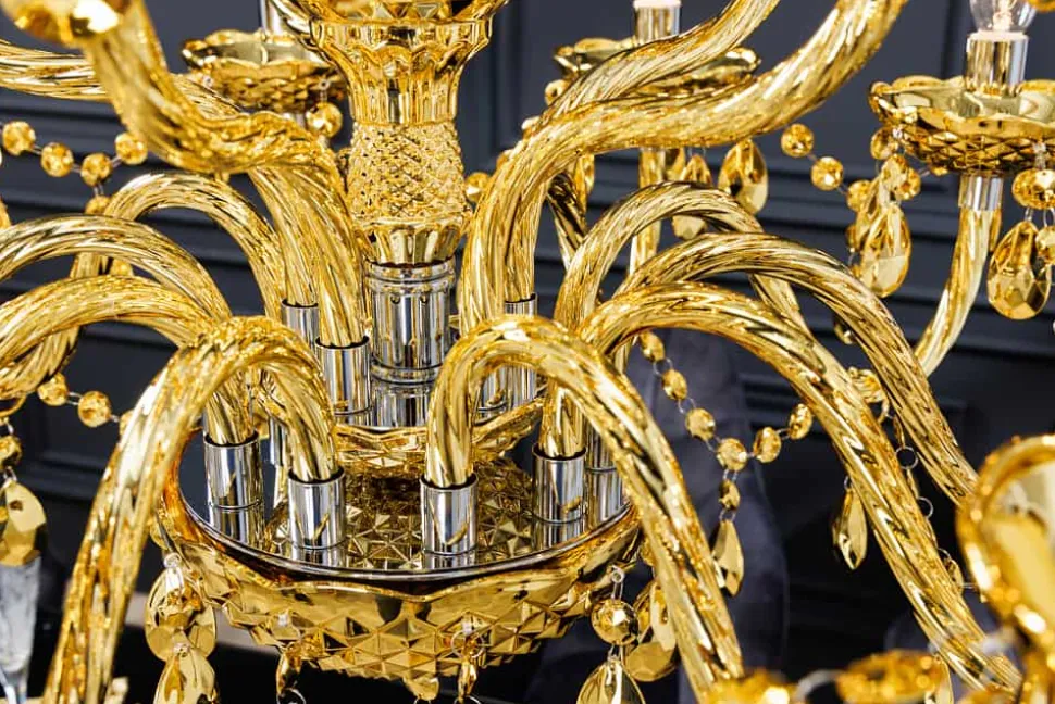 Design Kronleuchter CRYSTAL XL 80cm gold 15-armig Lüster Kristall-Lampe