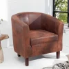 Design Lounge Sessel HEMINGWAY whisky braun mit Armlehnen Cocktailsessel Massivholzbeine