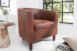 Design Lounge Sessel HEMINGWAY whisky braun mit Armlehnen Cocktailsessel Massivholzbeine