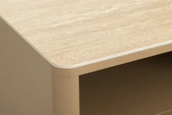 Design Nachttisch SAVOY 50cm grau beige greige Keramik Travertin Beistelltisch